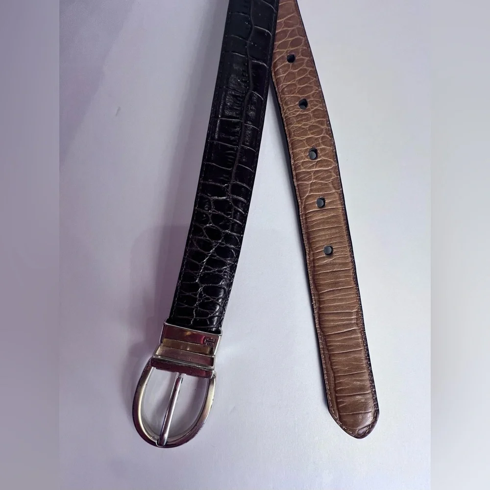 Lauren Ralph Lauren Black & Brown Reversible Belt with Rotating Buckle